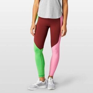 cotopaxi Colorblock High-Rise Leggings in Burgundy, Pink & Lime
